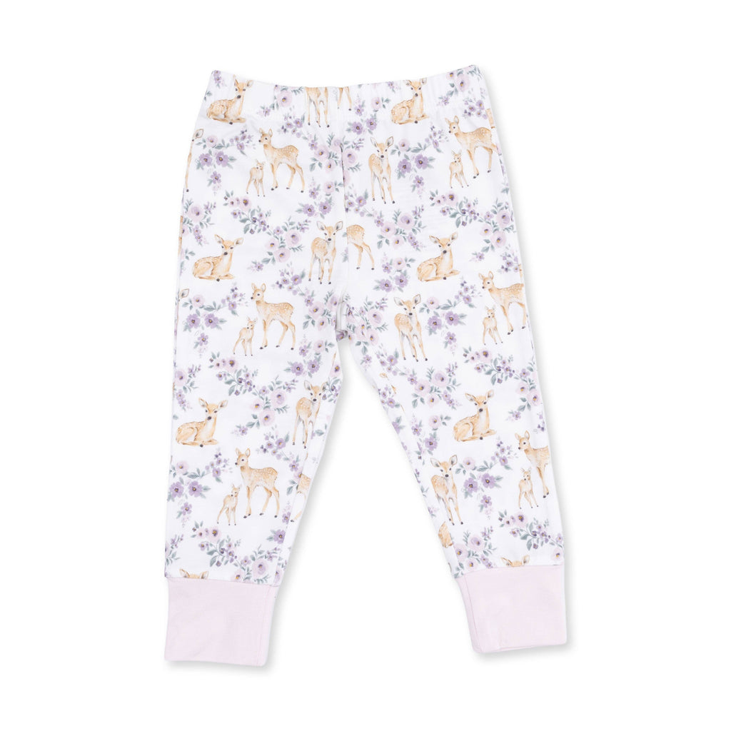 Floral Deer - Long Sleeve Loungewear Set: 7/8Y