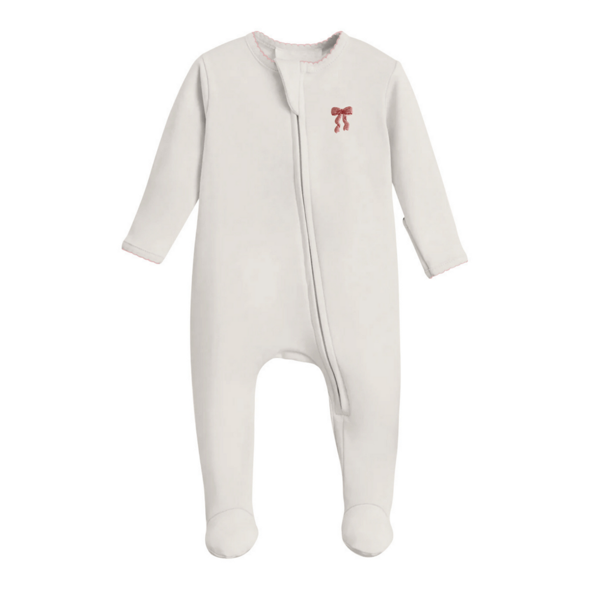 Bow - Pip Embroidered  Zip Romper: 3-6mo