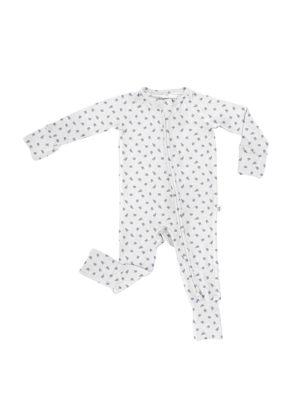 Lilac Buds Tiny Floral Convertible Zip PJs: 3-6mo