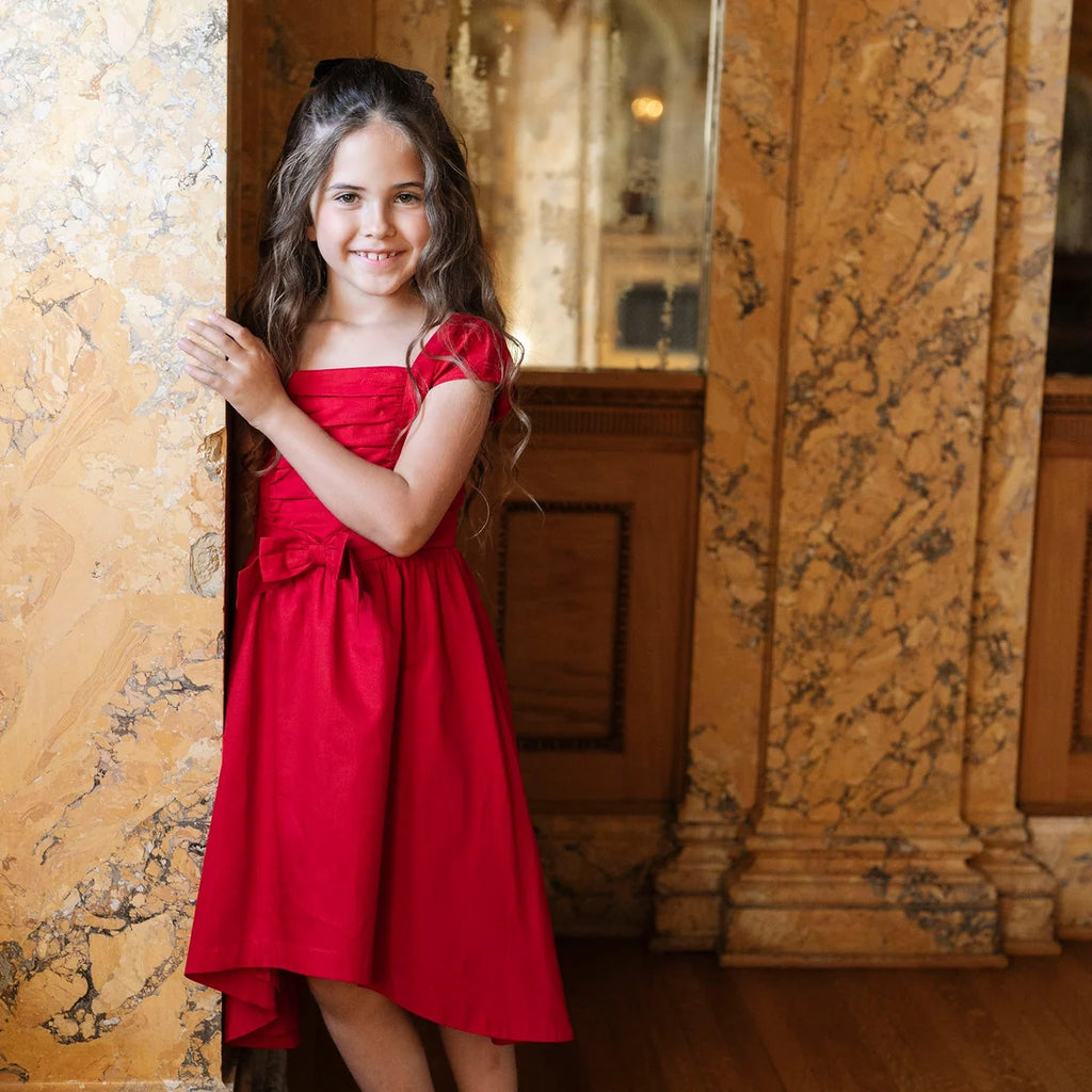 Organic High Low Sateen Dress Red