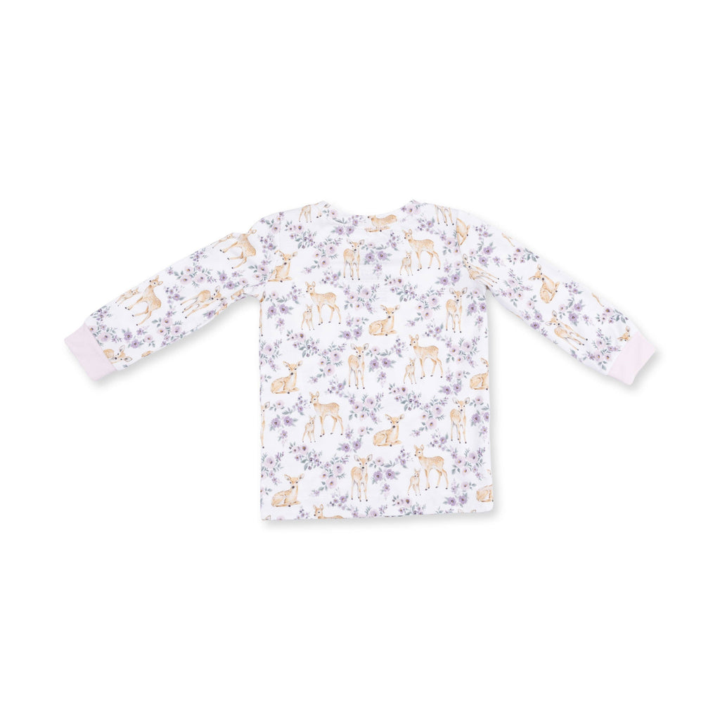 Floral Deer - Long Sleeve Loungewear Set: 3/4T