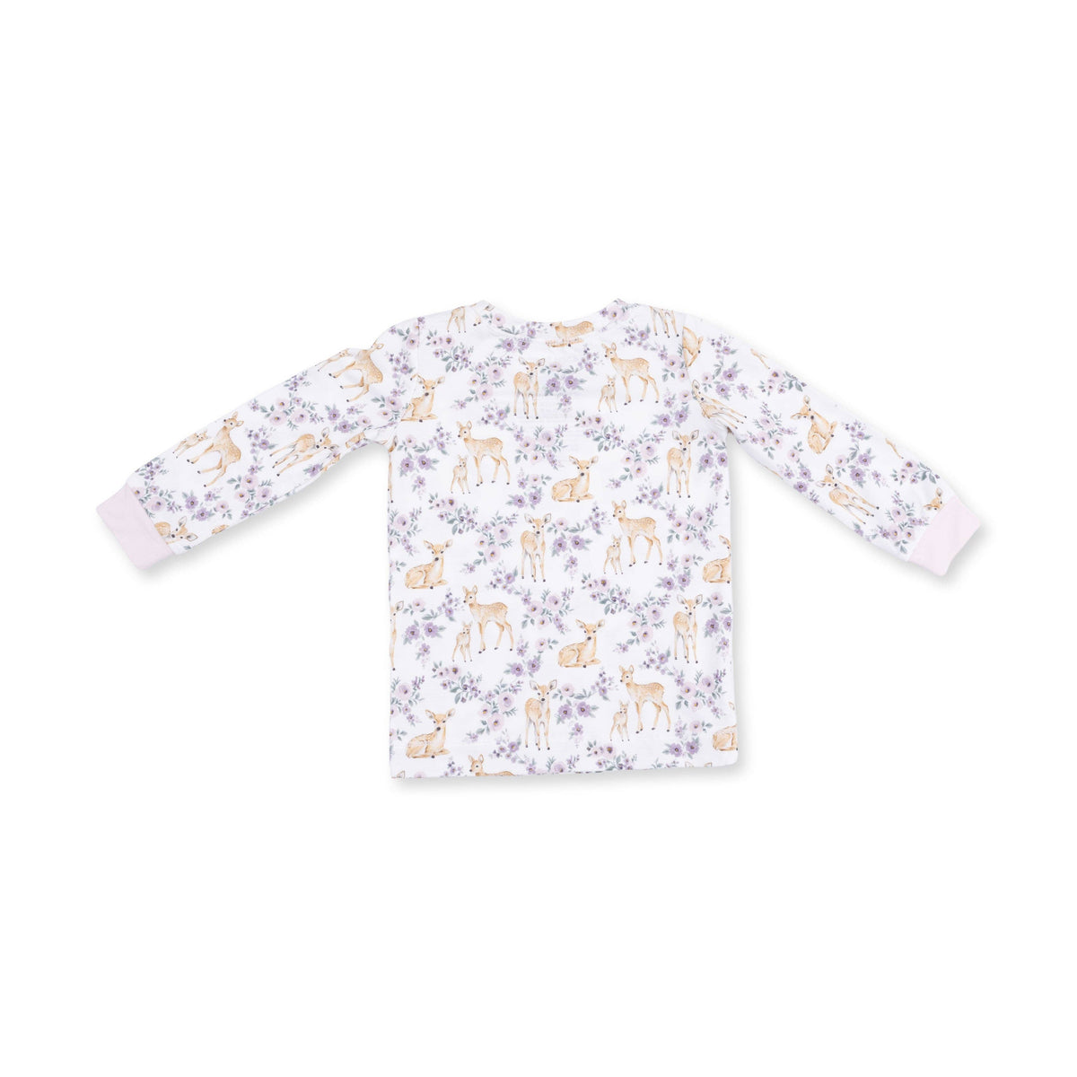 Floral Deer - Long Sleeve Loungewear Set: 3/4T