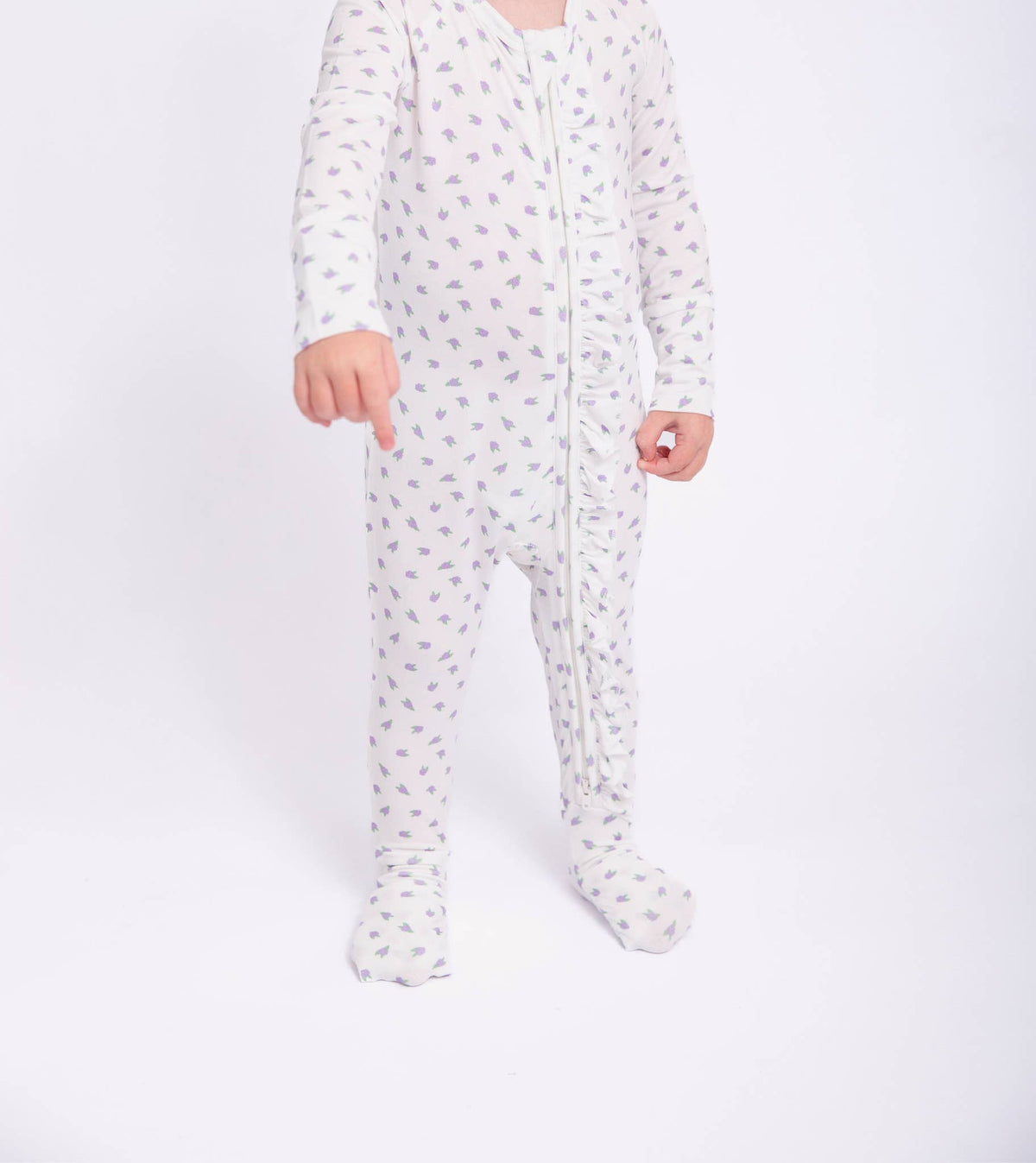 Lilac Buds Tiny Floral Convertible Zip PJs: 0-3mo