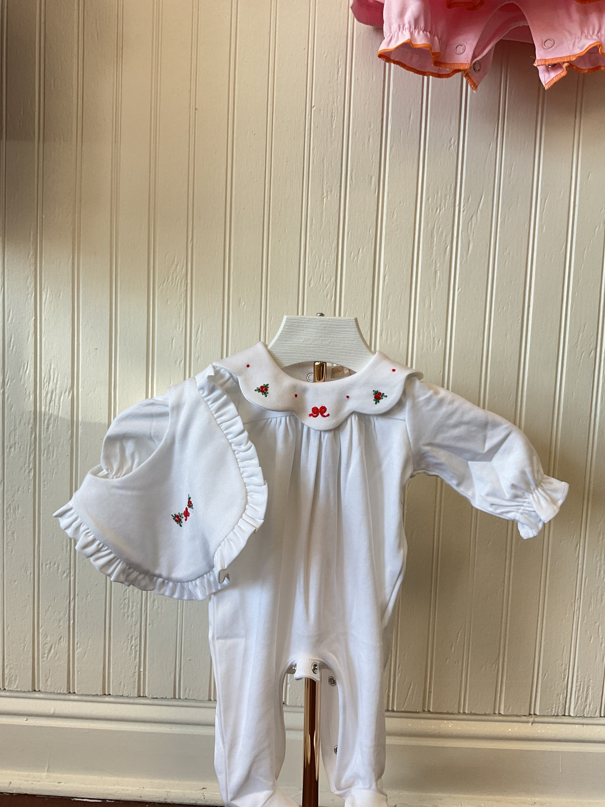 Baby Club Chic Bows & Mistletoes Hand embroidered Bib