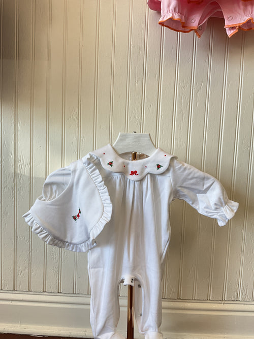 Baby Club Chic Bows & Mistletoes Hand embroidered Bib