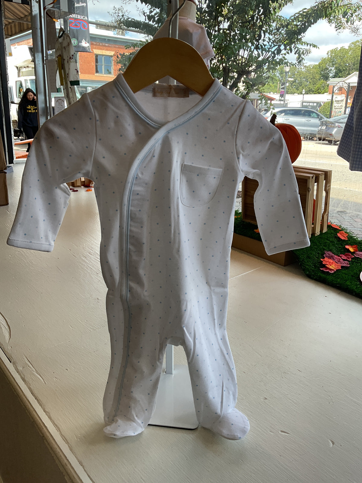 ￼Baby Club Chic Pima Blue Dot Sleep