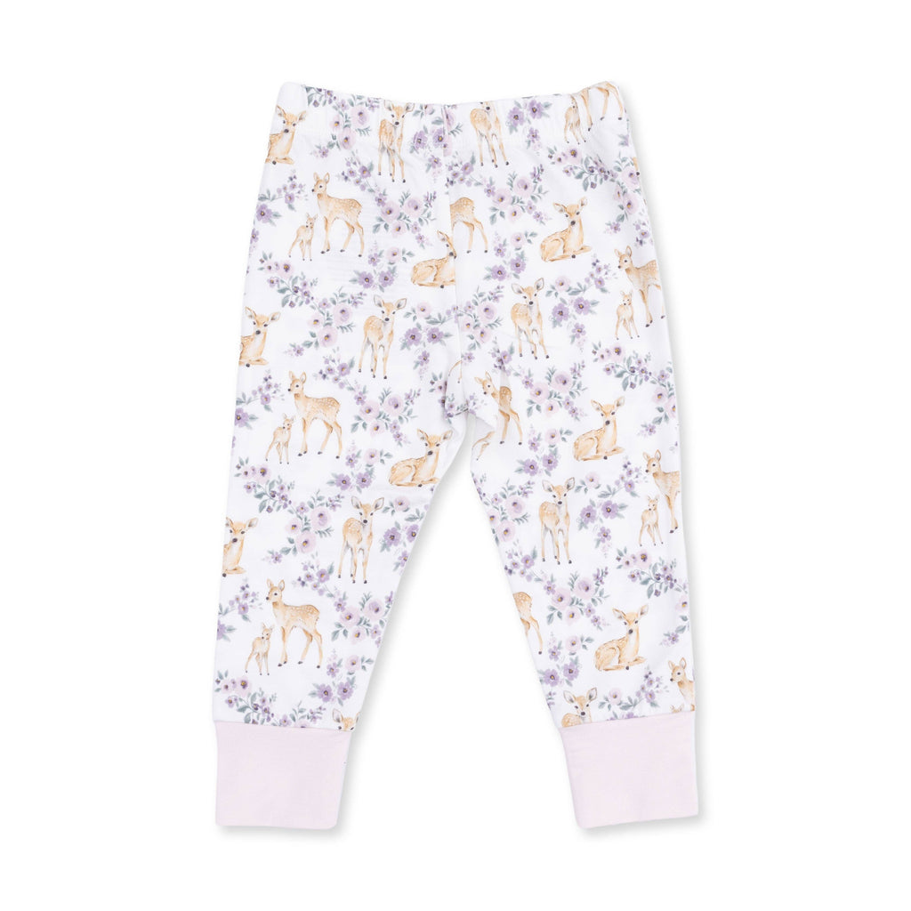 Floral Deer - Long Sleeve Loungewear Set: 7/8Y