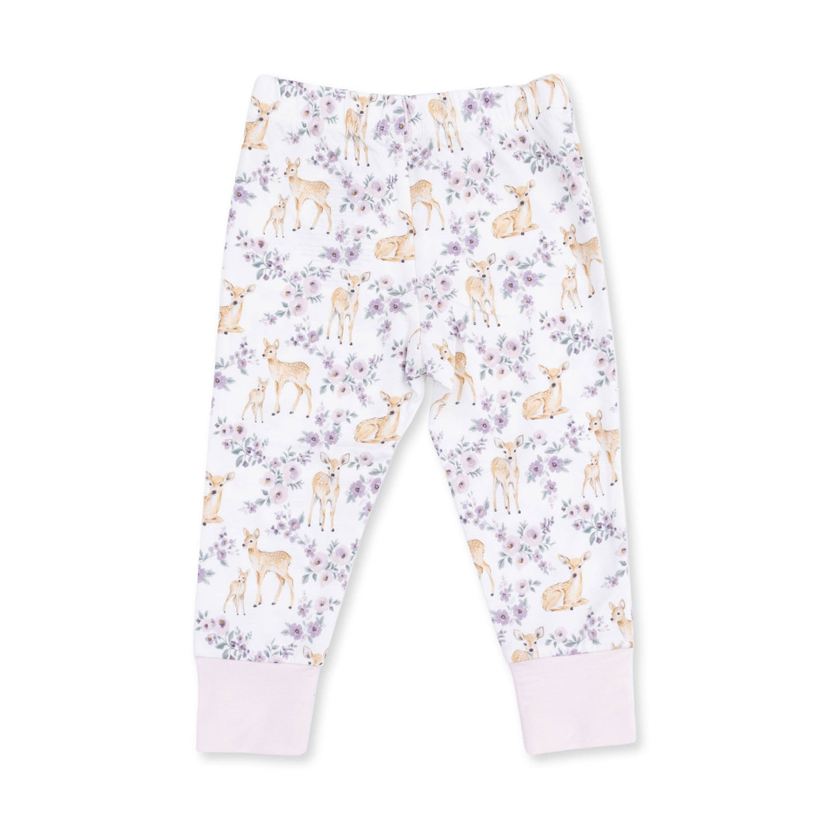 Floral Deer - Long Sleeve Loungewear Set: 7/8Y