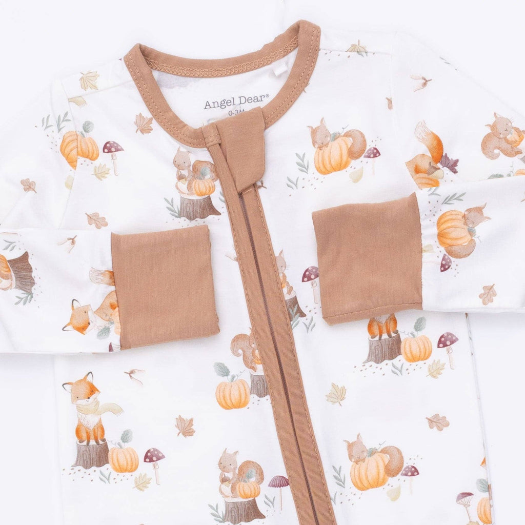 Woodland Animals with Pumpkins - Convertible Romper: 6/12M