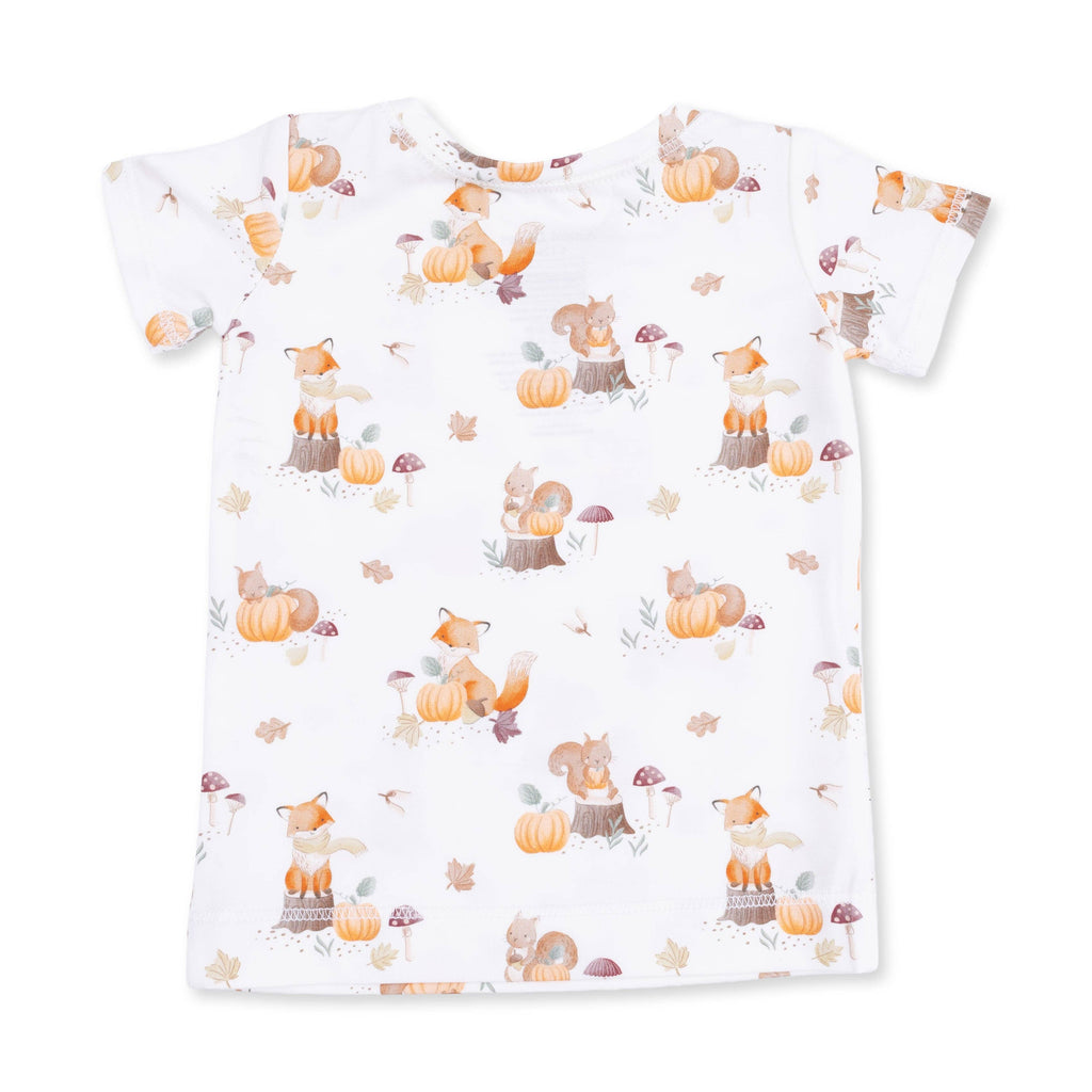 Woodland Animals with Pumpkins - Short Sleeve Loungewear Set: 2T