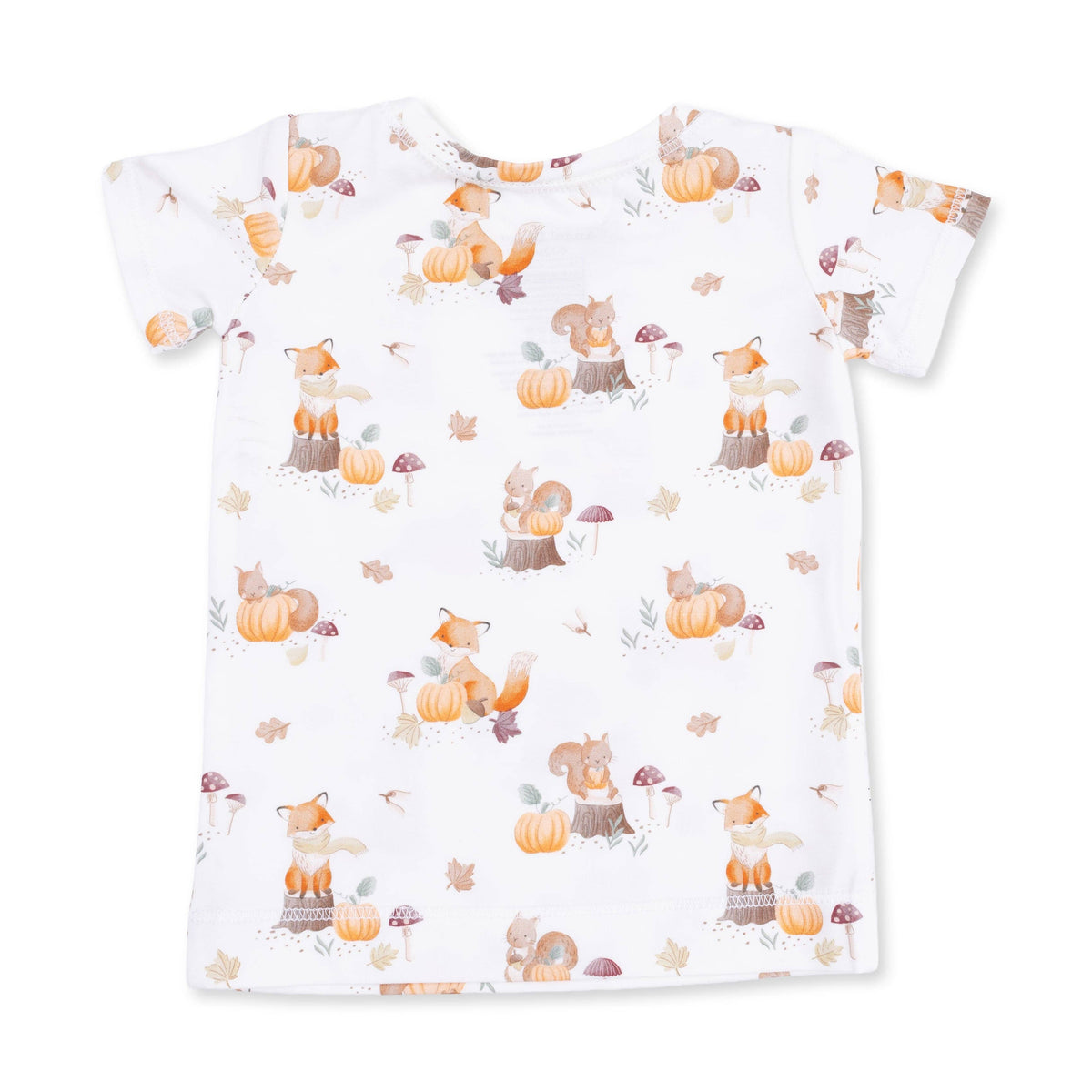 Woodland Animals with Pumpkins - Short Sleeve Loungewear Set: 2T