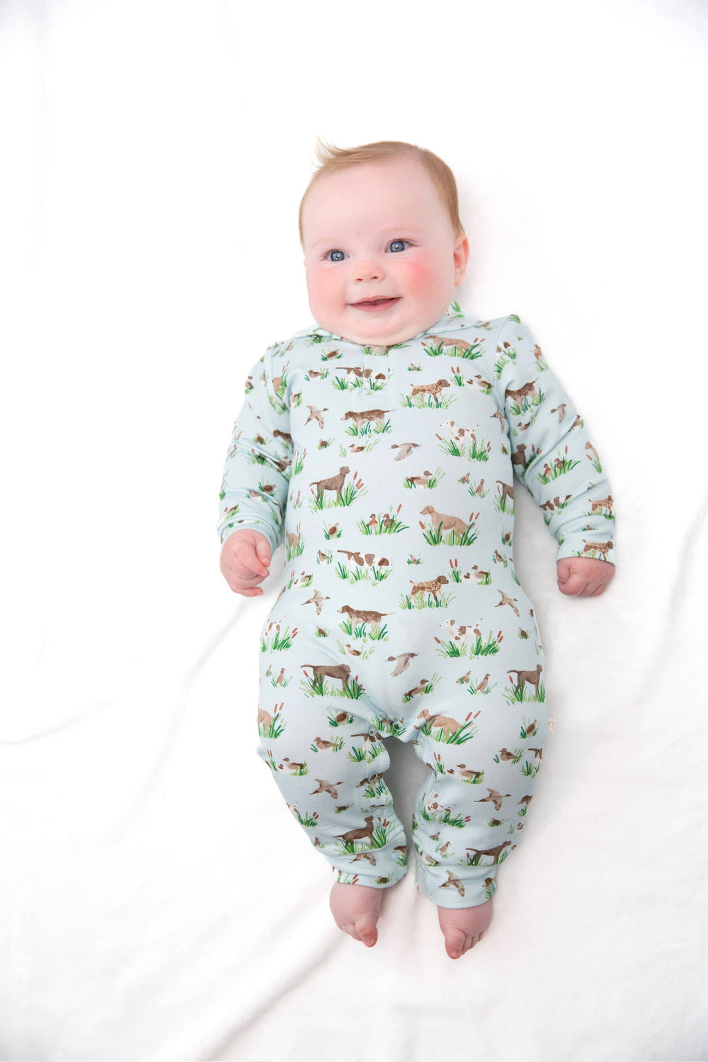 Delta Bird Hunting Dogs - Sweatshirt Polo Romper: 0-3mo