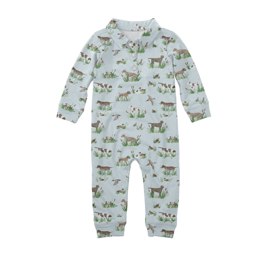 Delta Bird Hunting Dogs - Sweatshirt Polo Romper: 0-3mo
