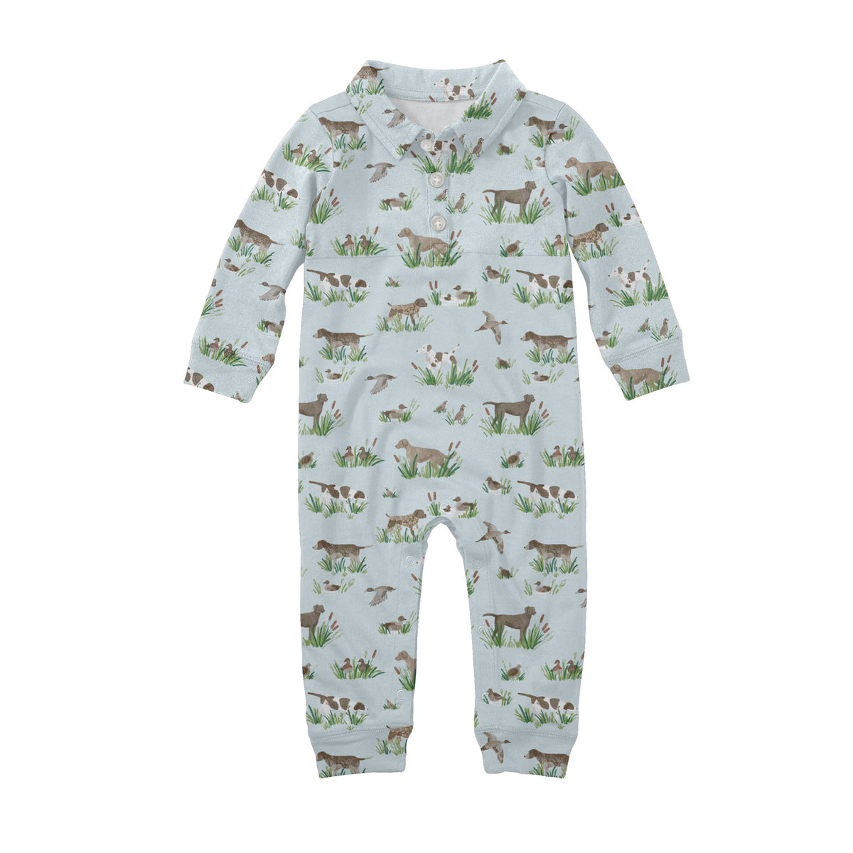 Delta Bird Hunting Dogs - Sweatshirt Polo Romper: 3-6mo