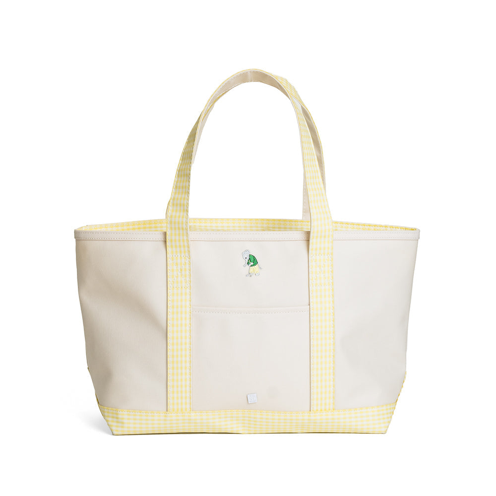 MEDIUM TOTE - ERNIE COATED CANVAS NATURAL with BUTTERCUP TRIM