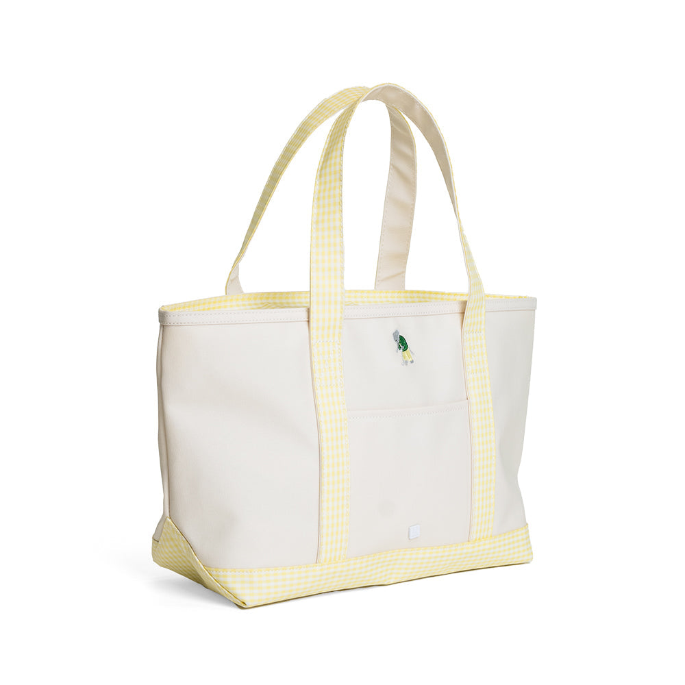 MEDIUM TOTE - ERNIE COATED CANVAS NATURAL with BUTTERCUP TRIM