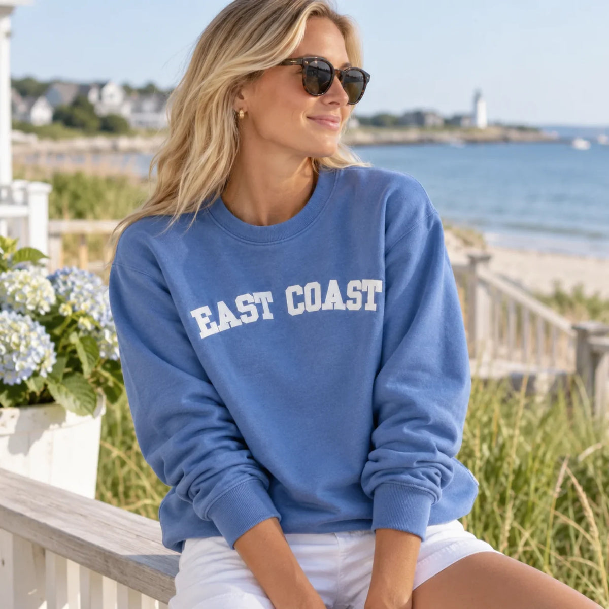 Bits & Bows East Coast Sweatshirt Blue White Adult