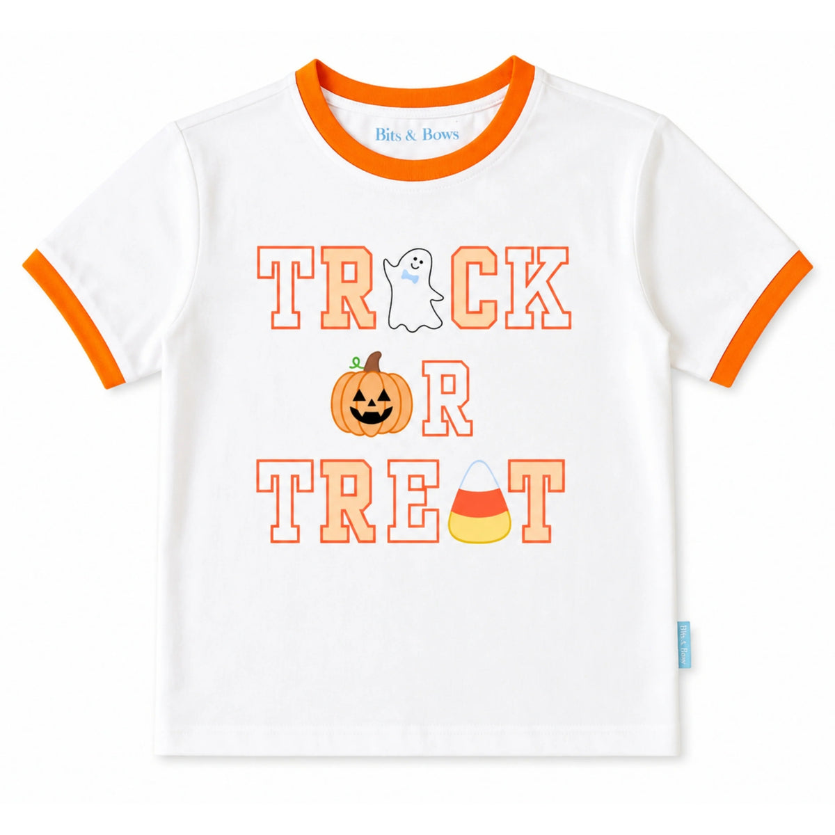 Bits & Bows Trick-or-Treat Halloween Blue Bowtie T-Shirt
