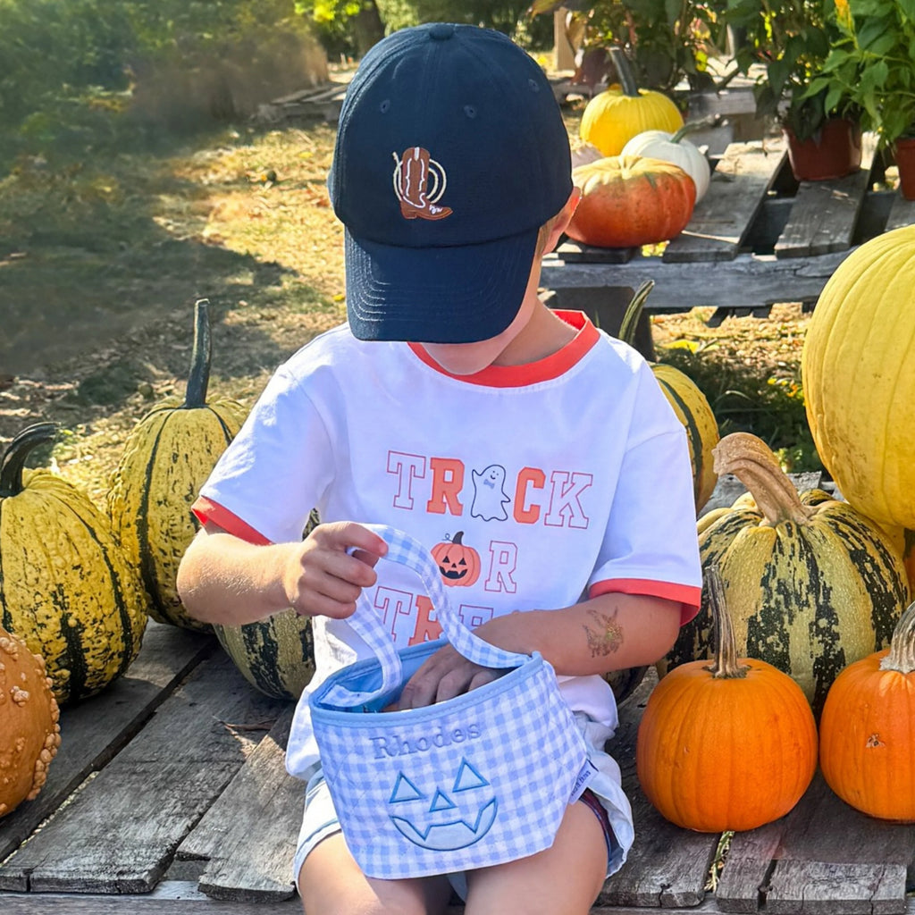 Bits & Bows Trick-or-Treat Halloween Blue Bowtie T-Shirt