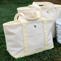 MEDIUM TOTE - ERNIE COATED CANVAS NATURAL with BUTTERCUP TRIM