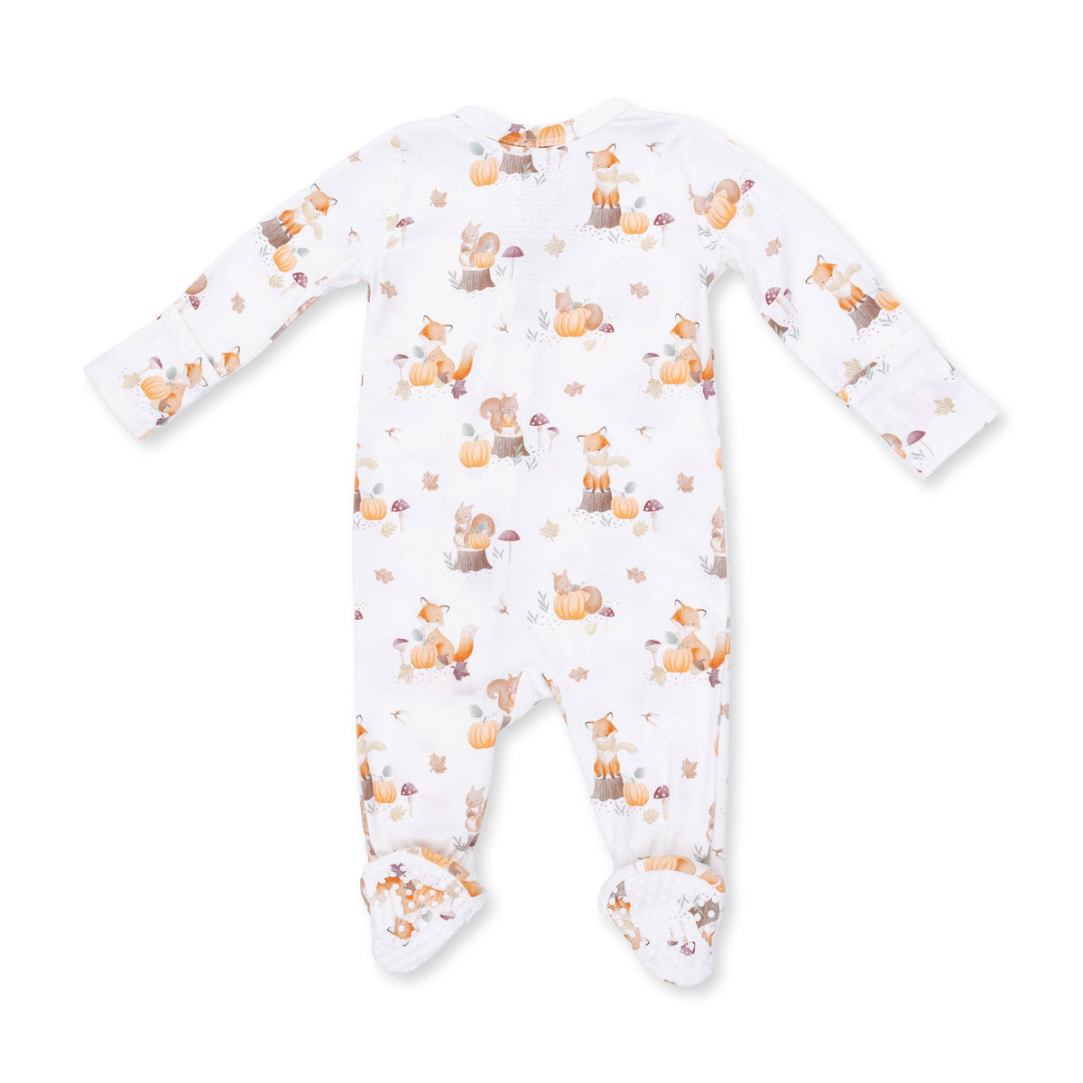 Woodland Animals with Pumpkins - 2 Way Zipper Footie: 3/6M