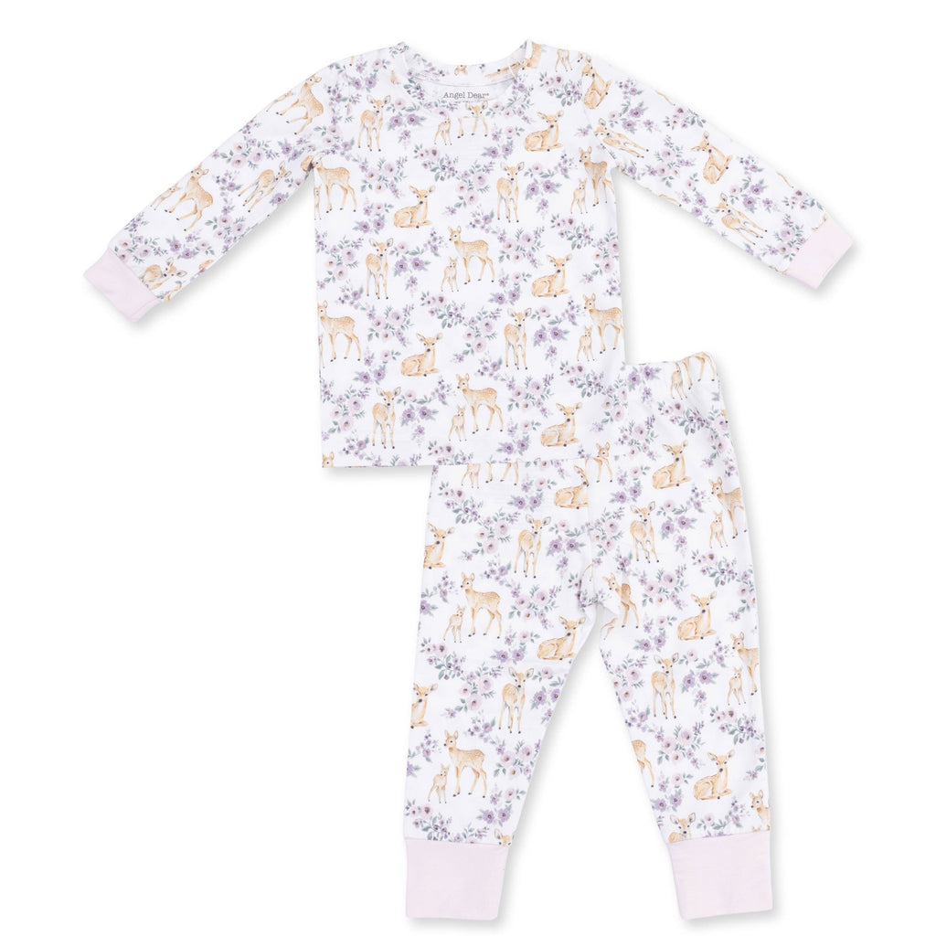 Floral Deer - Long Sleeve Loungewear Set: 5/6Y