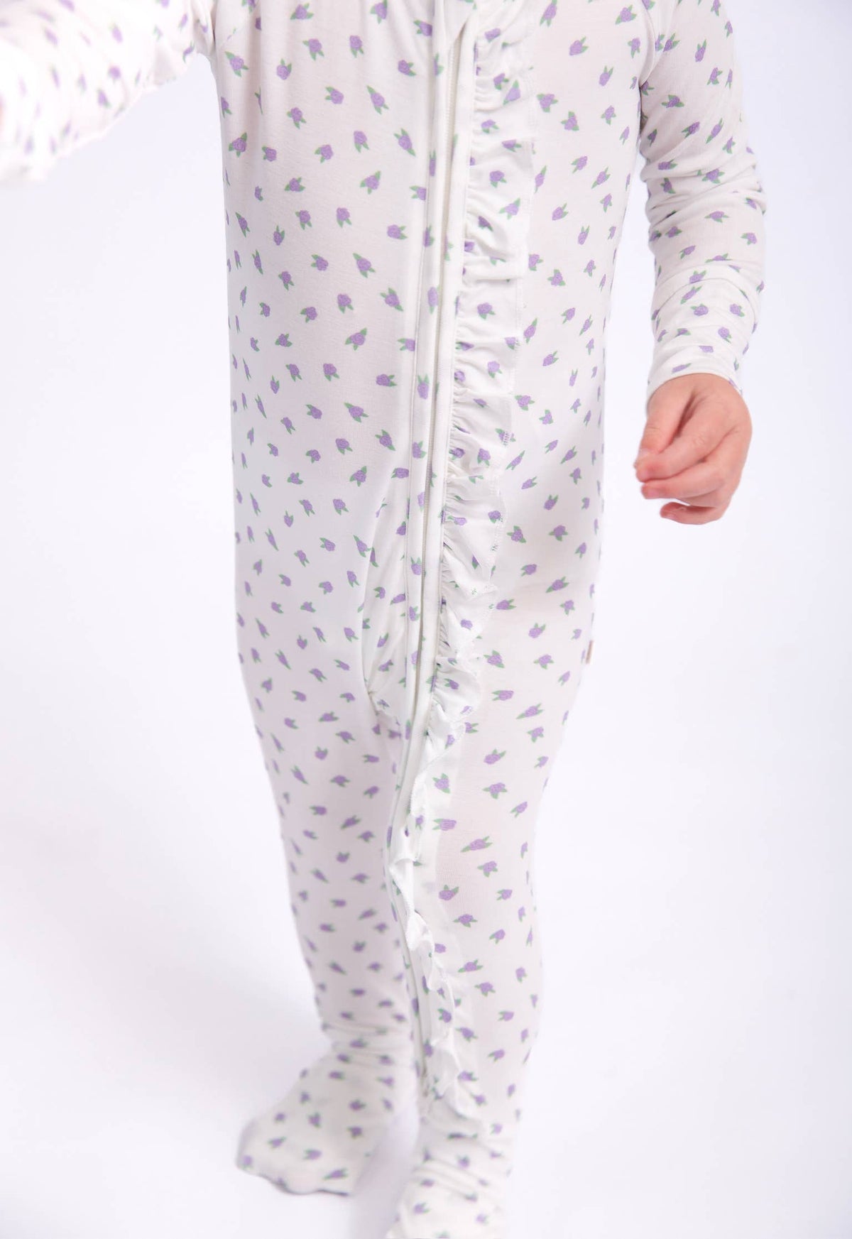 Lilac Buds Tiny Floral Convertible Zip PJs: 3-6mo
