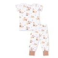 Woodland Animals with Pumpkins - Short Sleeve Loungewear Set: 3/4T