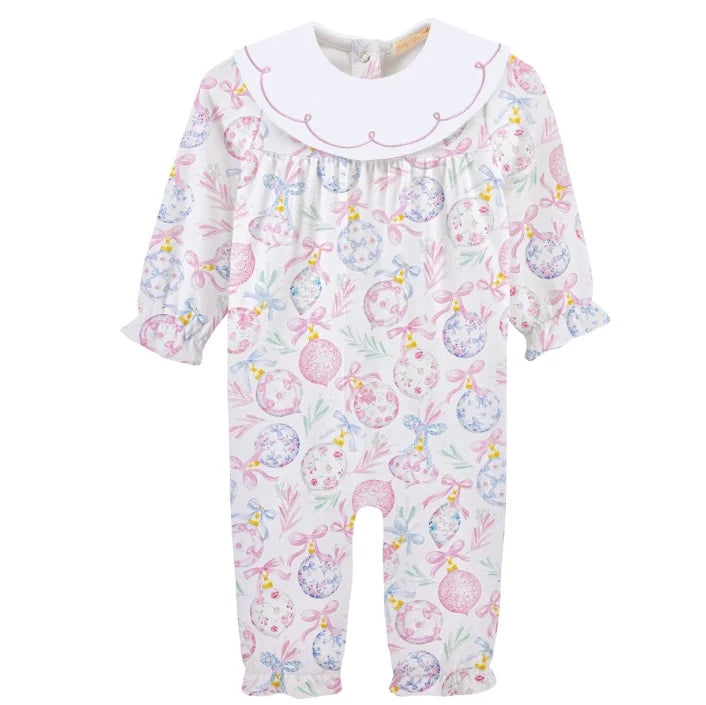 Baby Club Chic Little Christmas Charms Pima PlaySuit with Bib Collar