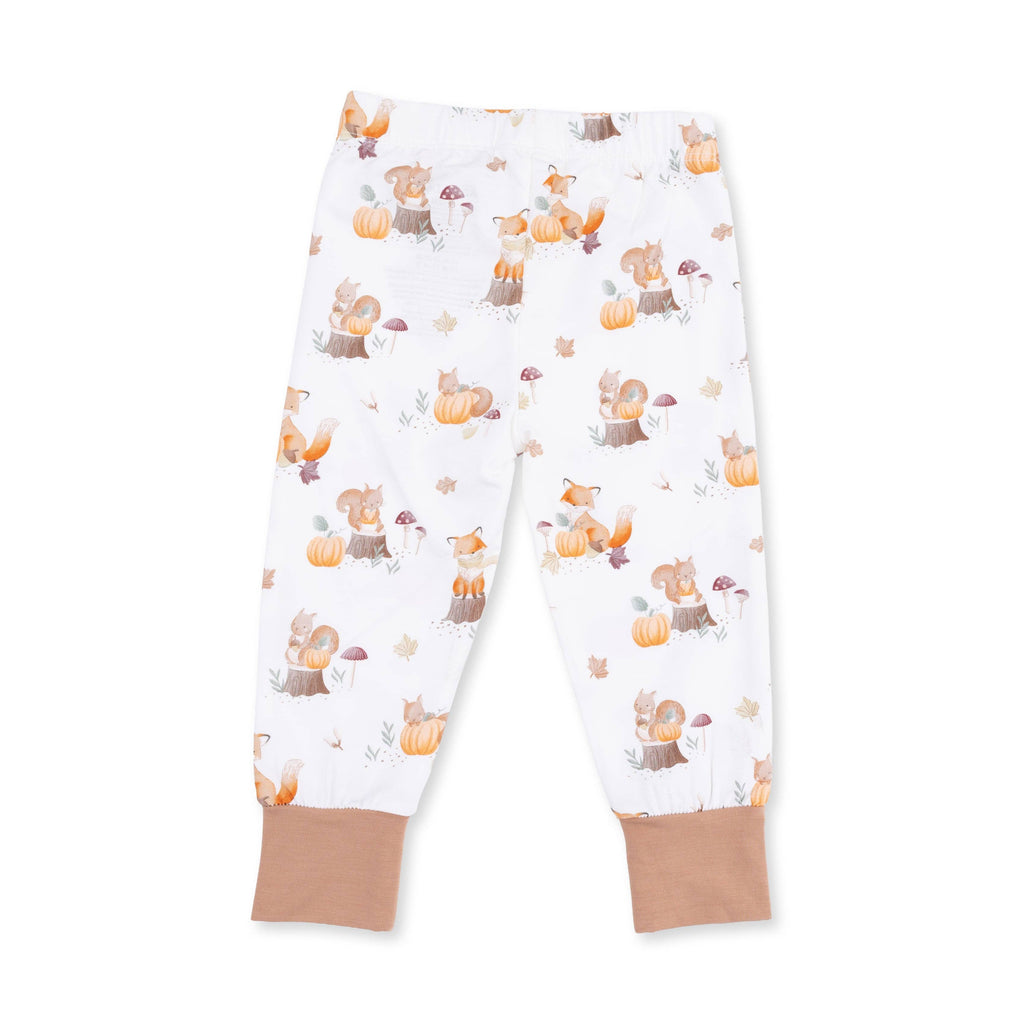 Woodland Animals with Pumpkins - Short Sleeve Loungewear Set: 3/4T