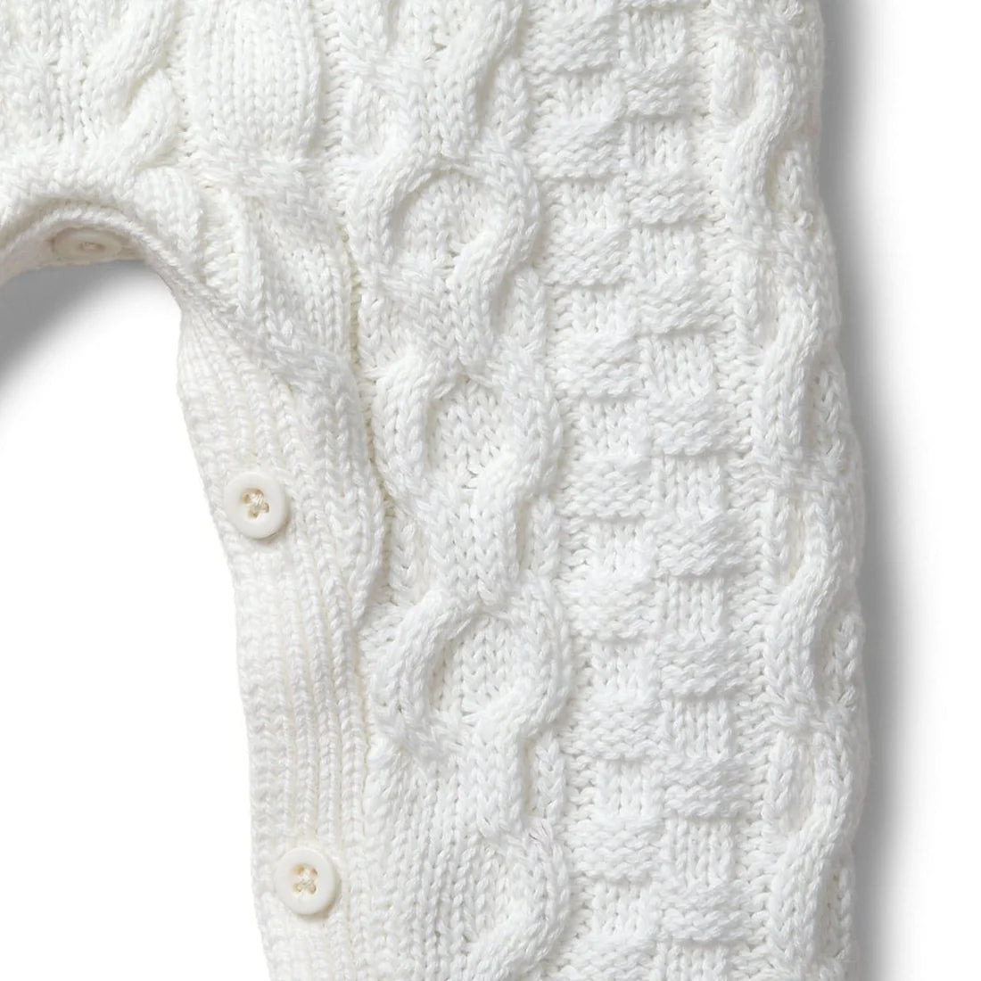 Hope & Henry Layette White Cable Knit Romper