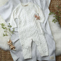 Hope & Henry Layette White Cable Knit Romper