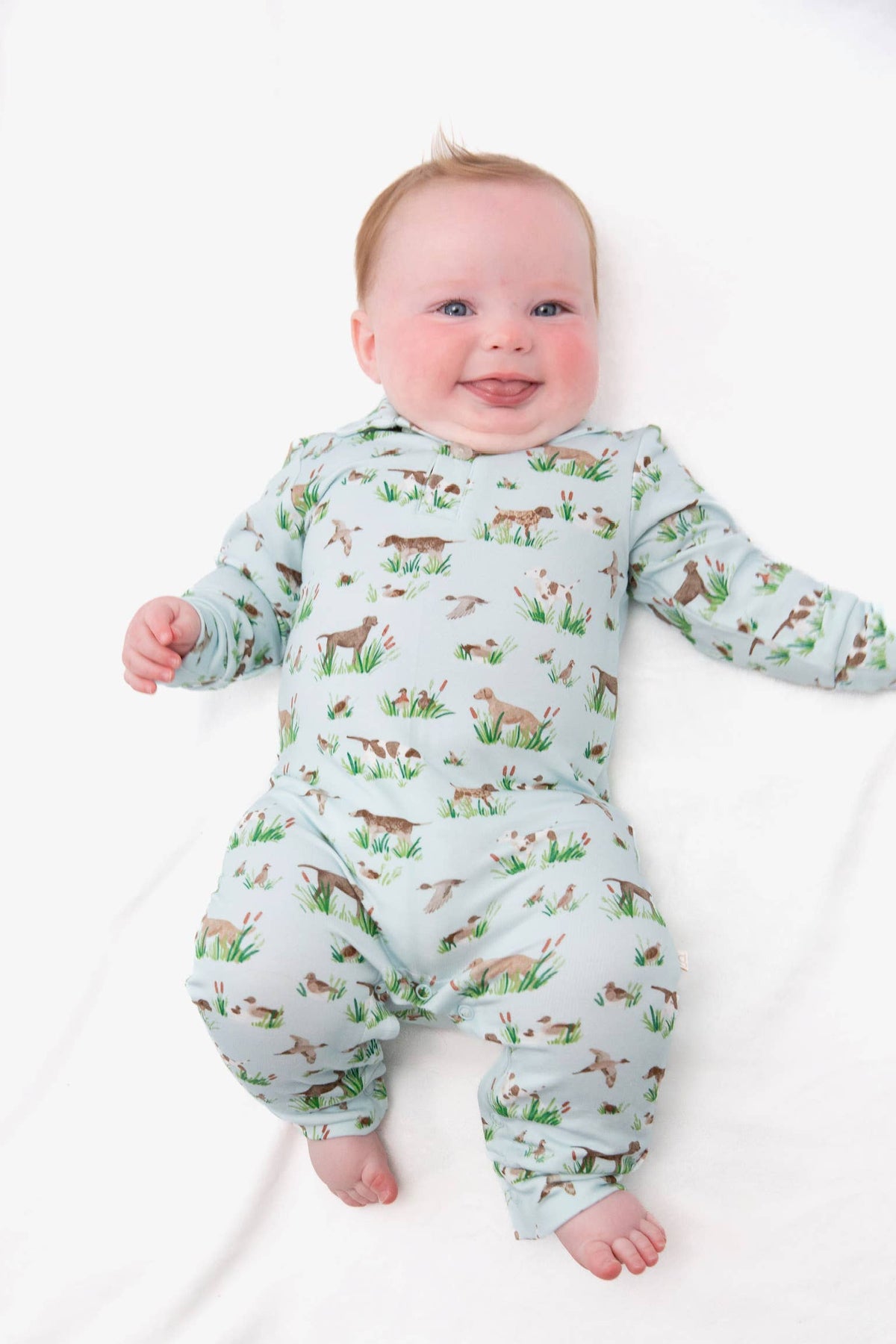 Delta Bird Hunting Dogs - Sweatshirt Polo Romper: 0-3mo