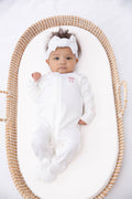 Bow - Pip Embroidered  Zip Romper: 3-6mo