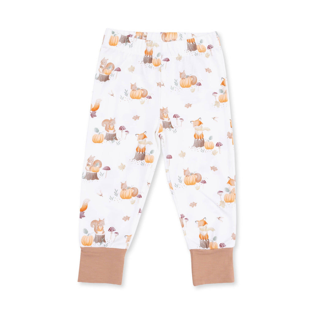 Woodland Animals with Pumpkins - Short Sleeve Loungewear Set: 3/4T