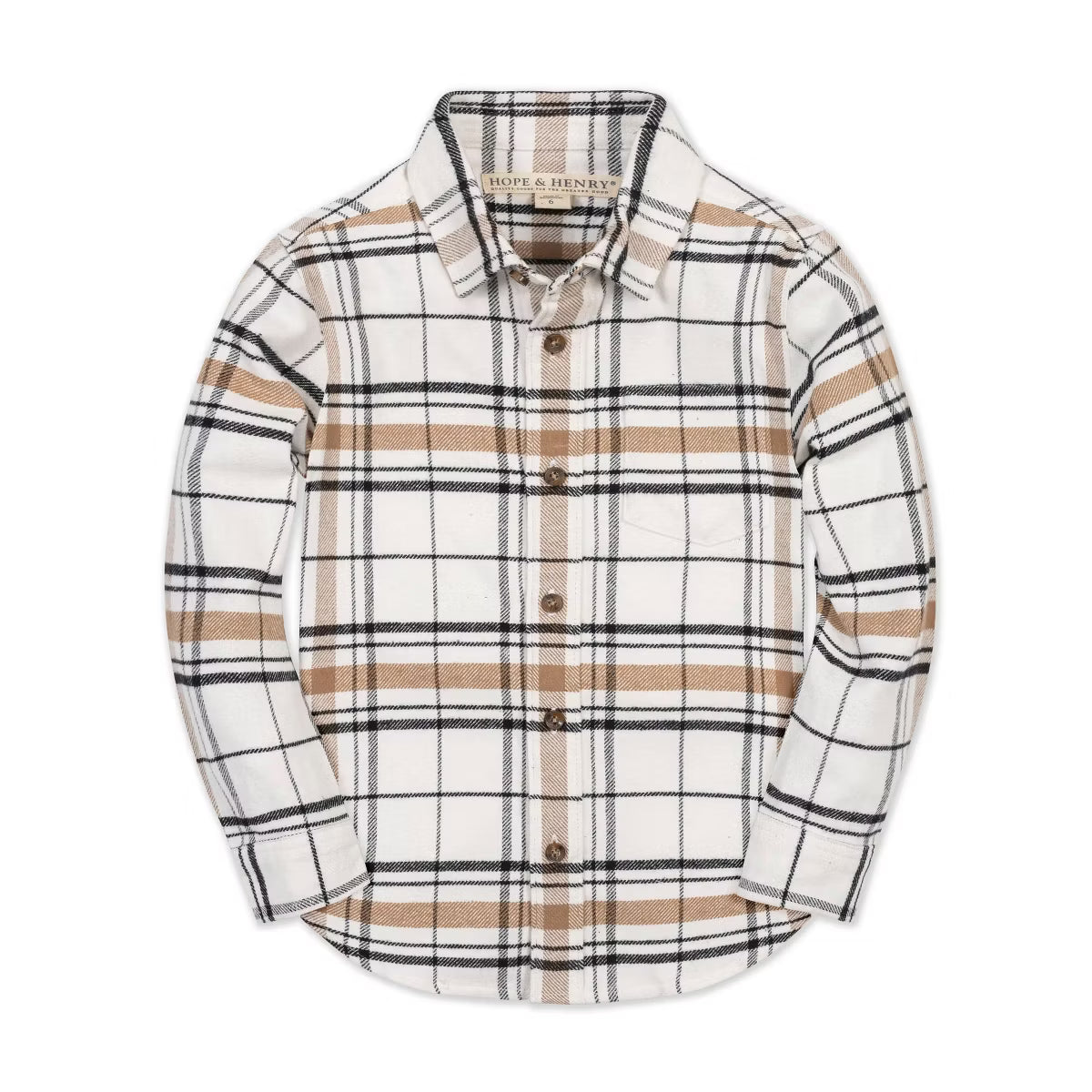 Organic Flannel Shirt Soft White Heirloom Plaid